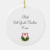 Candy Cane Herz Merry Weihnachtsjahr LEHRER Name Keramik Ornament (Hinten)