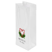Candy Cane Herz Merry WeihnachtsNAME Festivals Spa Geschenktüte Für Weinflaschen (Rückseite Schrägansicht)