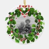 Candy Cane Herzkranz Foto Frohe Weihnachten Jahr Keramik Ornament (Vorne)
