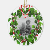 Candy Cane Herzkranz Foto Frohe Weihnachten Jahr Keramik Ornament (Links)