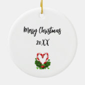 Candy Cane Herzkranz Foto Frohe Weihnachten Jahr Keramik Ornament (Hinten)