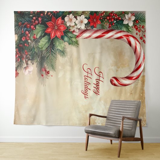 Candy Cane Holiday Backdrop Wandteppich (Beispiel (Horizontal))