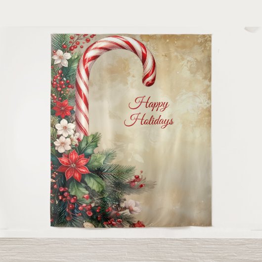 Candy Cane Holiday Backdrop Wandteppich (Vorderseite)