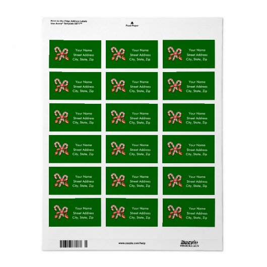Candy Cane Holiday Labels Adressaufkleber (Vorne)