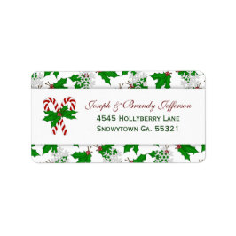 Candy Cane & Holly Address Labels Adressaufkleber