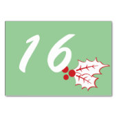 Candy Cane Holly | Benutzerdefinierte Tischnummern (Rückseite)