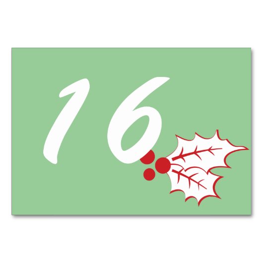 Candy Cane Holly | Benutzerdefinierte Tischnummern (Vorderseite)