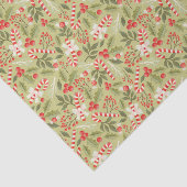 Candy Cane Holly Berry Green Christmas Pattern Seidenpapier (Ausschnitt)