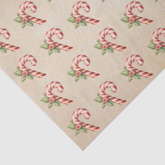 Candy Cane Holly Christmas Tissue Paper Seidenpapier (Ausschnitt)