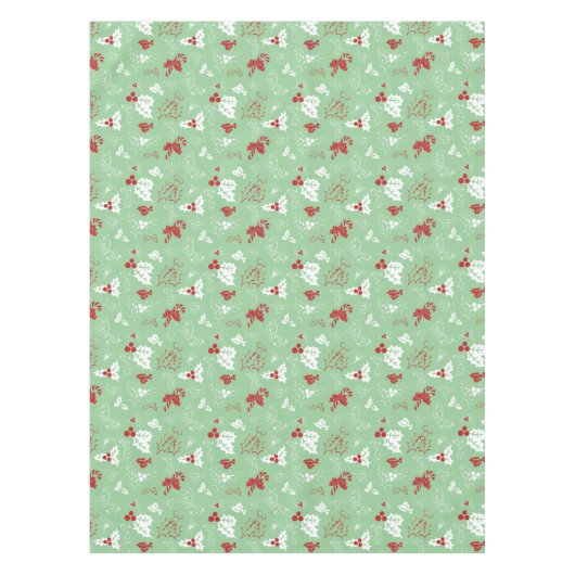 Candy Cane Holly | Green Red Christmas Tableclout Tischdecke (Vorderseite)
