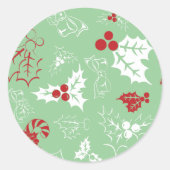Candy Cane Holly | Grün- und Rothalbsticker Runder Aufkleber (Vorderseite)