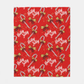 Candy Cane Holly Jolly Modernes Festival Fleecedecke (Vorderseite)