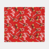 Candy Cane Holly Jolly Modernes Festival Fleecedecke (Vorderseite (Horizontal))