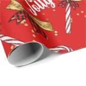 Candy Cane Holly Jolly Modernes Festival Geschenkpapier (Rolleneckpunkt)