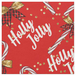 Candy Cane Holly Jolly Modernes Festival Stoff