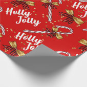 Candy Cane Holly Jolly Weihnachtsgeschenk Wrap Geschenkpapier (Ecke)