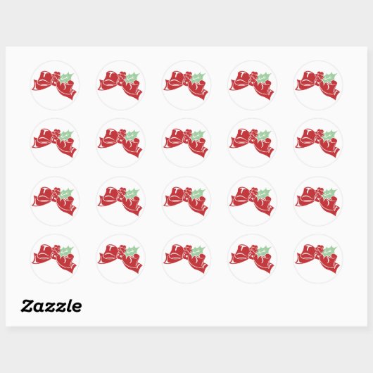 Candy Cane Holly | Red Bow Holiday Sticker (Blatt)