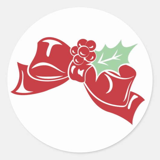 Candy Cane Holly | Red Bow Holiday Sticker (Vorderseite)