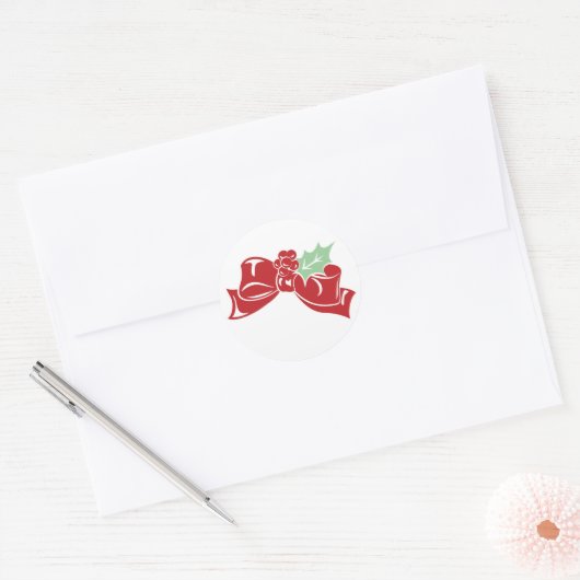 Candy Cane Holly | Red Bow Holiday Sticker (Umschlag)