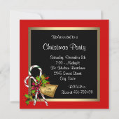 Candy Cane Holly Red Christmas Party Einladung (Rückseite)