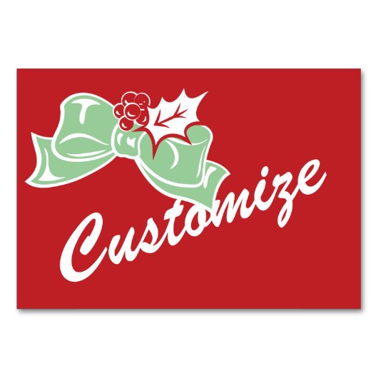 Candy Cane Holly | Retro-benutzerdefinierte Table- Tischnummer (Rückseite)