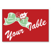 Candy Cane Holly | Retro-benutzerdefinierte Table- Tischnummer (Vorderseite)