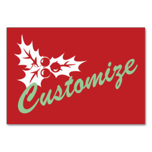 Candy Cane Holly   Retro-benutzerdefinierte Table- Tischnummer
