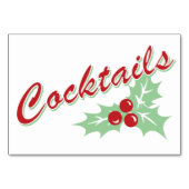 Candy Cane Holly | Retro-Cocktailkarte 3 x 5 Tischnummer (Vorderseite)