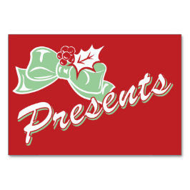 Candy Cane Holly | Retro präsentiert Tabelle Card  Tischnummer