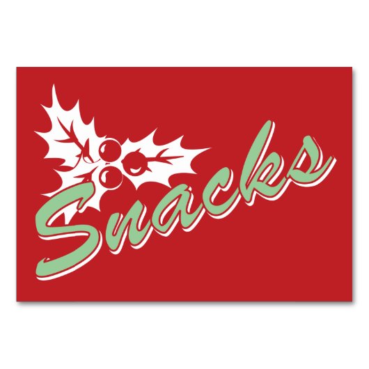 Candy Cane Holly | Retro Snacks Table Card 3 x 5 Tischnummer (Rückseite)