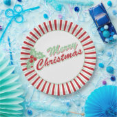 Candy Cane Holly | Retro-Weihnachtspapier-Teller Pappteller (Party)