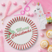 Candy Cane Holly | Retro-Weihnachtspapier-Teller Pappteller (Party)