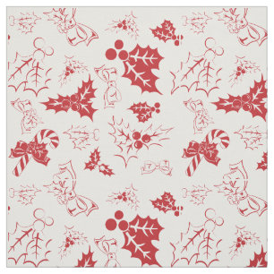 Candy Cane Holly Weißes und rotes Holiday-Gewebe Stoff