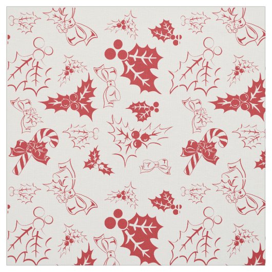 Candy Cane Holly | Weißes und rotes Holiday-Gewebe Stoff (Muster)