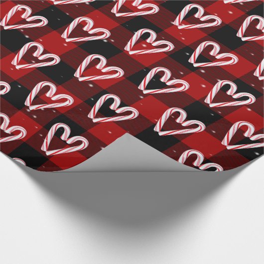 Candy Cane Hörnchen und Schneeflocken Kariert Geschenkpapier (Ecke)