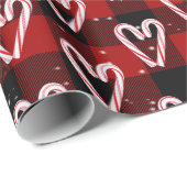 Candy Cane Hörnchen und Schneeflocken Kariert Geschenkpapier (Rolleneckpunkt)