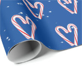 Candy Cane hört in Schneeflocken auf blau Geschenkpapier (Rolleneckpunkt)