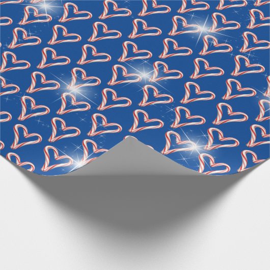 Candy Cane hört mit Sternen Geschenkpapier (Ecke)