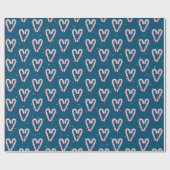 Candy Cane hört und schneebedeckt auf blau Geschenkpapier (Flach)