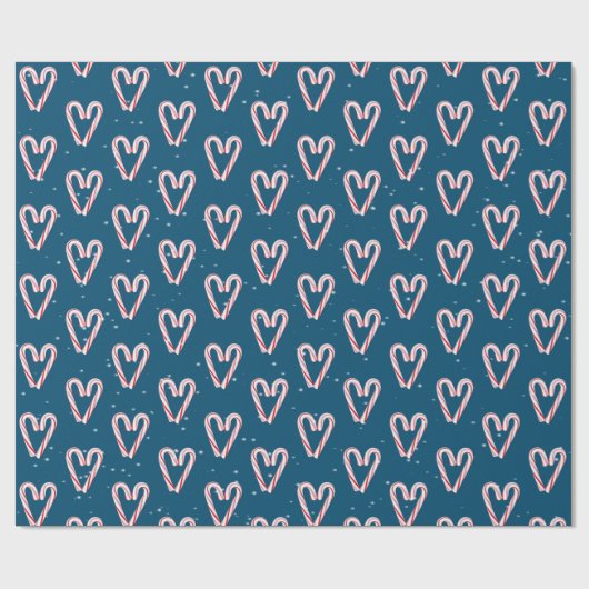 Candy Cane hört und schneebedeckt auf blau Geschenkpapier (Flach)