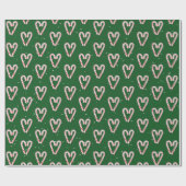 Candy Cane hört und schneebedeckt auf Grün Geschenkpapier (Flach)