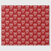 Candy Cane hört und schneebedeckt auf Rot Geschenkpapier (Flach)