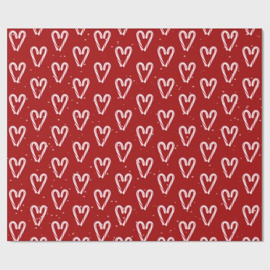 Candy Cane hört und schneebedeckt auf Rot Geschenkpapier (Flach)