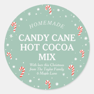 Candy Cane Hot Cocoa Weihnachtslabel Runder Aufkleber