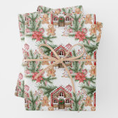 Candy Cane House Gingerbrot man Poinsettia Geschenkpapier Set (Beispiel)