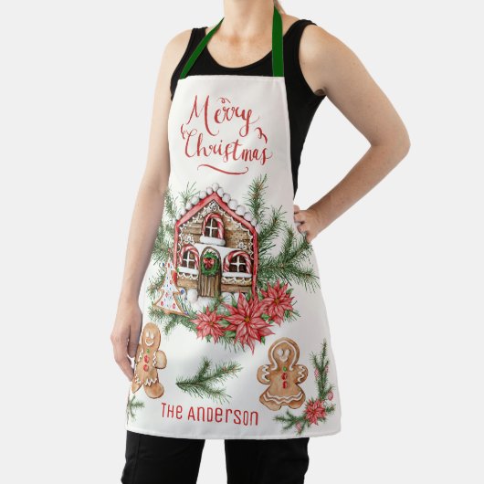 Candy Cane House, Gingerbrot, Mann Poinsettia Pine Schürze (InSitu)