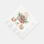 Candy Cane House, Gingerbrot, Mann Poinsettia Pine Serviette (Ecke)