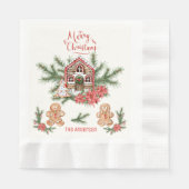 Candy Cane House, Gingerbrot, Mann Poinsettia Pine Serviette (Vorderseite)