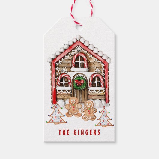 Candy Cane House, Lebkuchen Leute Weihnachten Geschenkanhänger (Vorderseite)