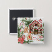 Candy Cane House, Lebkuchen Mann, Poinsettia Button (Vorne & Hinten)